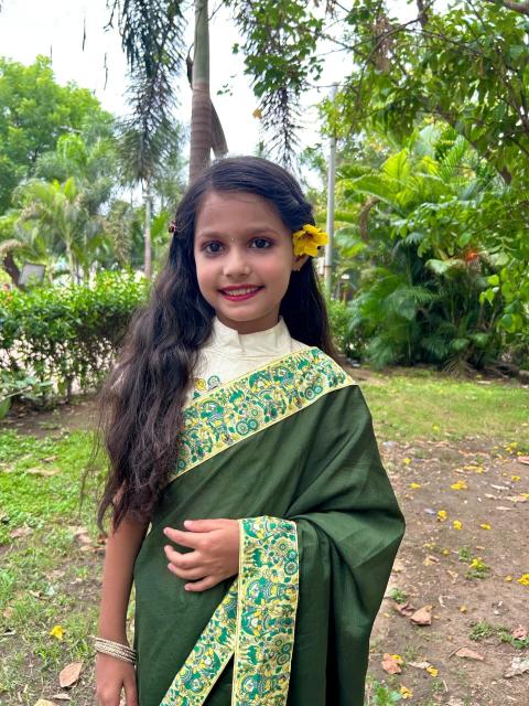 KSGN 018 Ready to wear sarees Dola Silk Affordable kids clothing supplier in Pune